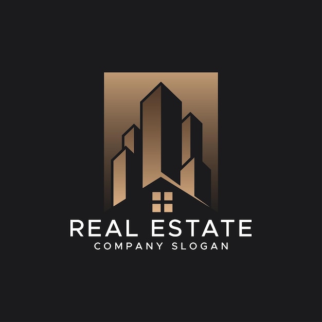 Logotipo de casa inmobiliaria con un edificio
