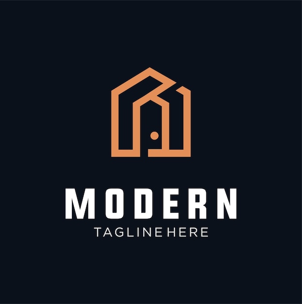 El logotipo de la casa inmobiliaria es un icono vectorial minimalista de arte de líneas abstractas.