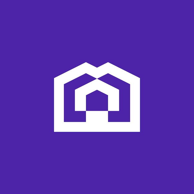 logotipo de la casa letra M simple y moderno