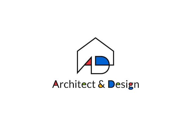 Logotipo de la casa con letra de monograma AD para arquitecto y diseño
