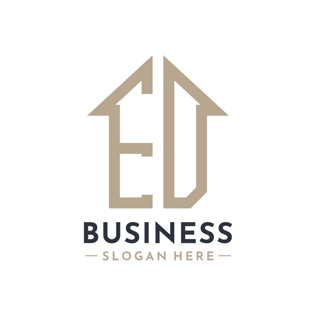El logotipo de la casa de letras ED para el negocio inmobiliario, la marca ED, la gestión de propiedades, las iniciales modernas, el diseño del logotipo AA.