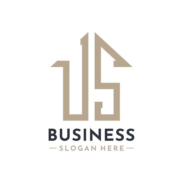 Logotipo de la Casa de las Letras de Estados Unidos para la marca de negocios inmobiliarios Administración de propiedades de Estados Unidos Iniciales modernas AA Diseño del logotipo