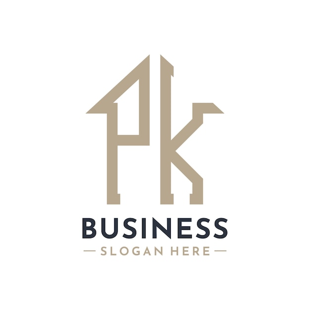 Logotipo de la casa de letras PK para la marca de negocios inmobiliarios Administración de propiedades PK Iniciales modernas Diseño de logotipo AA