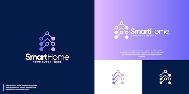 Logotipo de casa minimalista con concepto de tecnología moderna servicios digitales ilustración de diseño gráfico