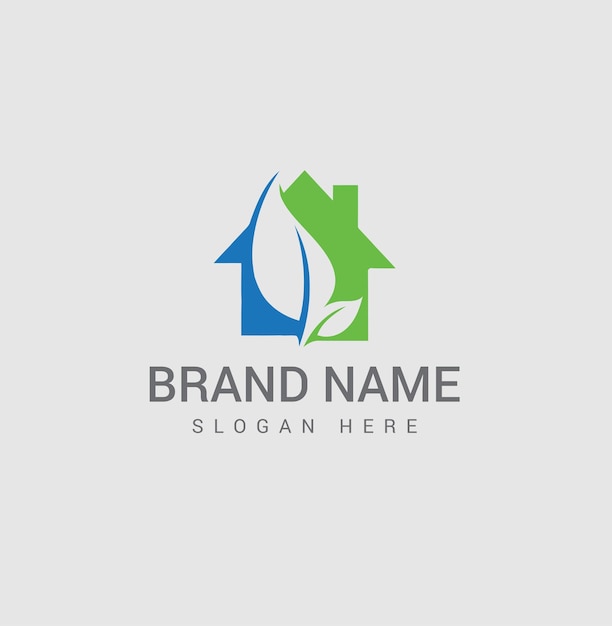 El logotipo de la casa de la naturaleza con color verde se puede usar como símbolos, identidad de marca, icono de la compañía, vector de logotipo.