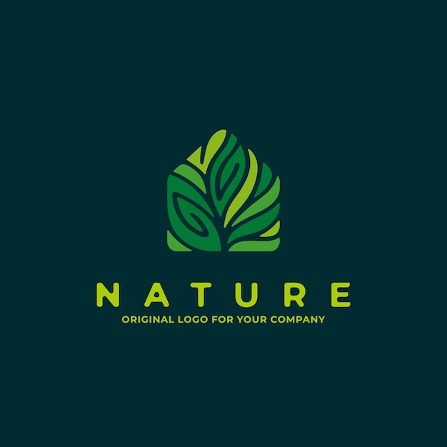 El logotipo de la casa de la naturaleza con color verde se puede utilizar como símbolos, identidad de marca, iconos del logotipo de la empresa, etc.