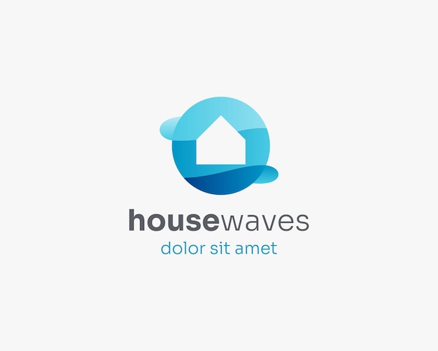 El logotipo de la casa de las olas azules circulares