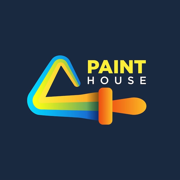 Logotipo de la casa de pintura con estilo degradado