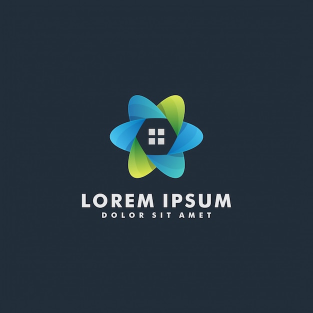 Logotipo de la casa plantilla de vector de diseño abstracto en forma de círculo. Servicios para el hogar Ecología del hogar concepto de logotipo inteligente verde