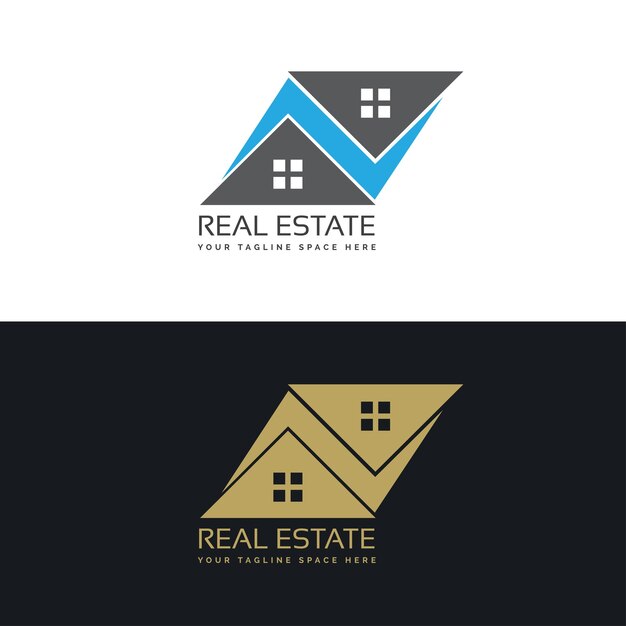 Logotipo de la casa de propiedad de construcción de bienes raíces vectoriales