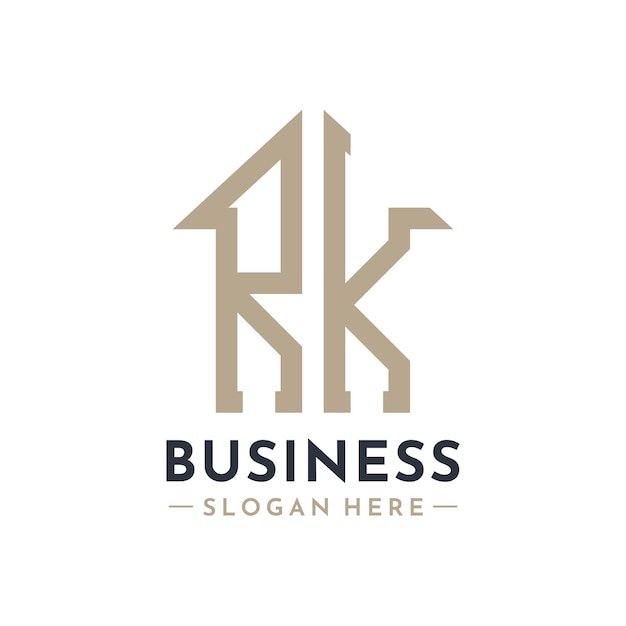 Logotipo de la Casa RK para el negocio inmobiliario Marca RK Gestión de propiedades Modernas iniciales AA Diseño del logotipo