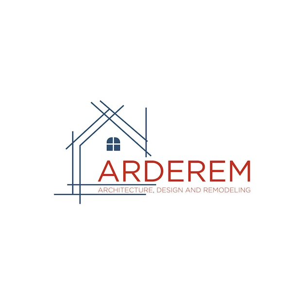 Logotipo para una casa con techo azul y una casa azul en la parte inferior.