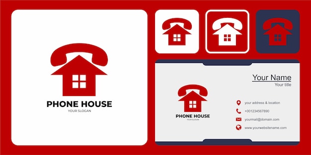 logotipo de la casa del teléfono con teléfono y tarjeta de visita