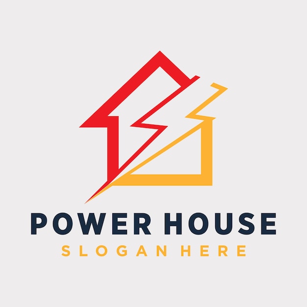 Logotipo de casa vectorial con concepto moderno de energía eléctrica de gradiente
