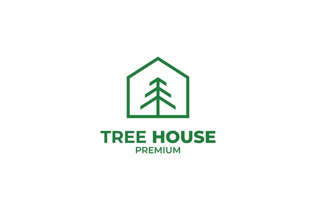 Logotipo de la casa verde natural con plantilla de vector de diseño de icono de árbol y hoja