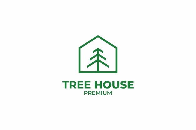 Logotipo de la casa verde natural con plantilla de vector de diseño de icono de árbol y hoja