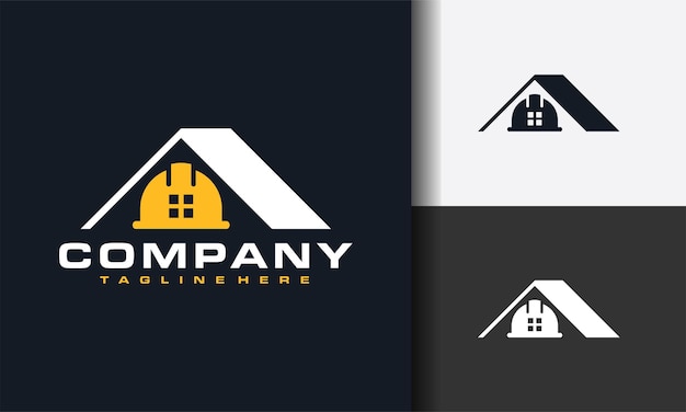 logotipo de casco de construcción de viviendas