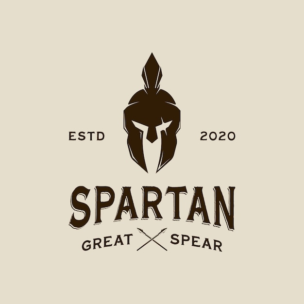 Logotipo de casco espartano vintage vector ilustración plantilla icono diseño gráfico guerrero de héroes máscara signo o símbolo para concepto de negocio o deporte