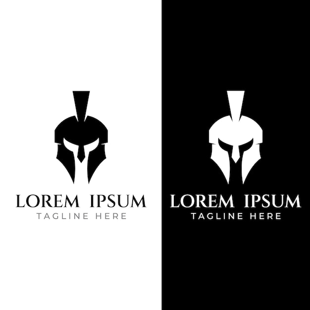 Logotipo de casco de guerrero de guerra espartano o espartano fuerte y valienteDiseñado con edición de ilustración vectorial de plantilla