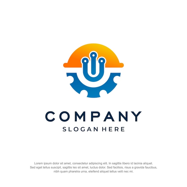 logotipo de casco industrial letra w premium vector