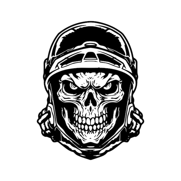 El logotipo del casco de motociclista del zombi del cráneo