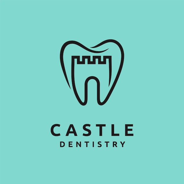 Logotipo del castillo con concepto de odontología.