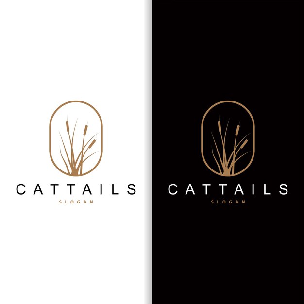 Y el logotipo de cattail river creek diseño de hierba minimalista simple para la marca comercial