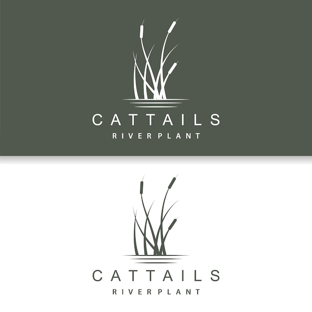 y el logotipo de Cattail River Creek Diseño de hierba minimalista simple para la marca comercial