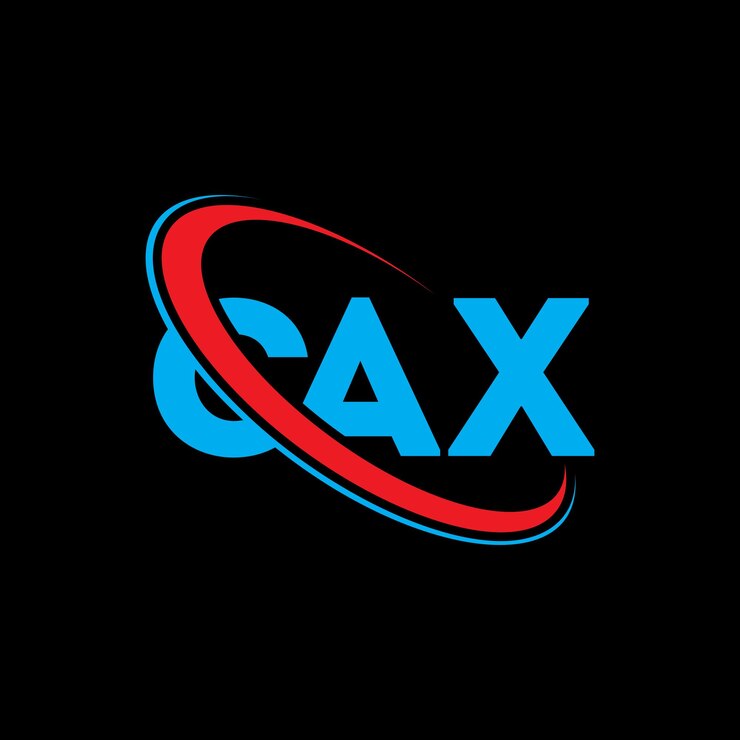 Vector el logotipo cax, la letra cax, el diseño del logotipo de la carta cax, las iniciales cax, vinculado con un círculo y un monograma en mayúscula, el logotipo de cax, tipografía para empresas tecnológicas y marcas inmobiliarias.