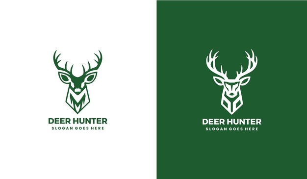 El logotipo del cazador de ciervos, el emblema de la insignia, el diseño de la etiqueta, la plantilla, el vector, el club de cazadores, el símbolo de la caza de ciérvoles.