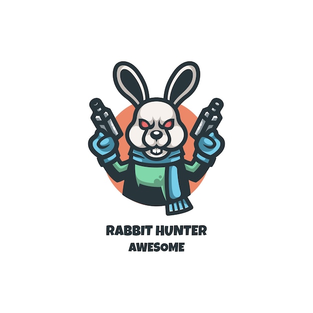 Vector logotipo de cazador de conejos
