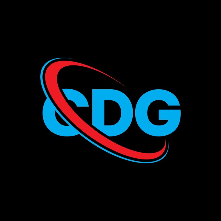 Vector el logotipo de cdg, la letra cdg, el diseño del logotipo de la carta cdg, las iniciales, el logotipo cdg vinculado con un círculo y un monograma en mayúsculas, la tipografía cdg para el negocio tecnológico y la marca inmobiliaria.