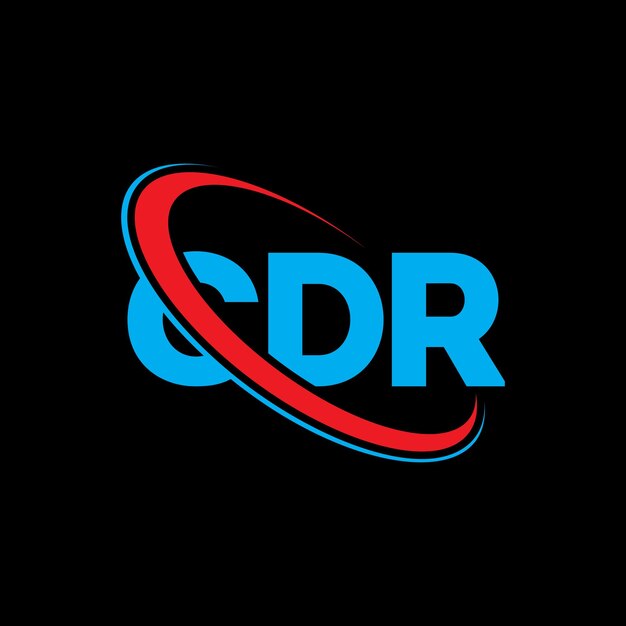 Vector el logotipo cdr, la letra cdr, el diseño del logotipo de la carta cdr, las iniciales, el logotipo de cdr vinculado con un círculo y un monograma en mayúsculas, la tipografía de cdr para el negocio tecnológico y la marca inmobiliaria.