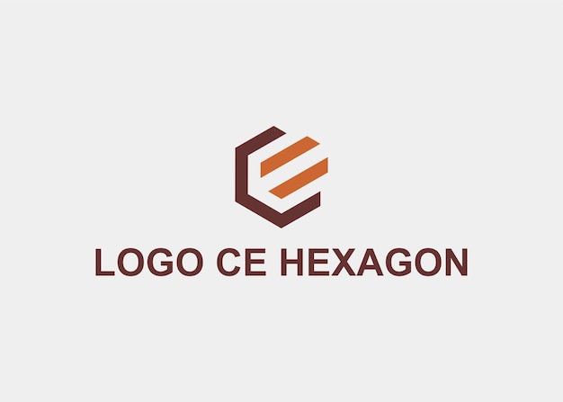 Logotipo ce hexágono línea de letra nombre de la empresa