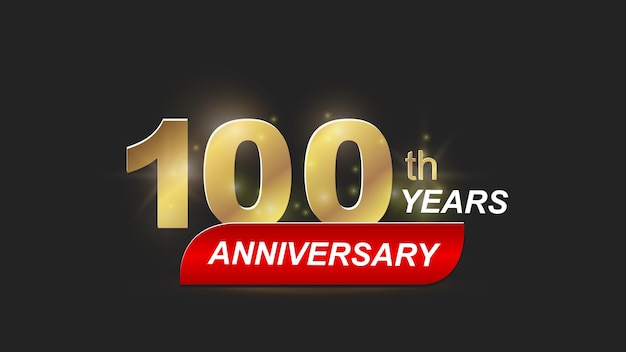 Logotipo de celebración del 100 aniversario en tono dorado y rojo
