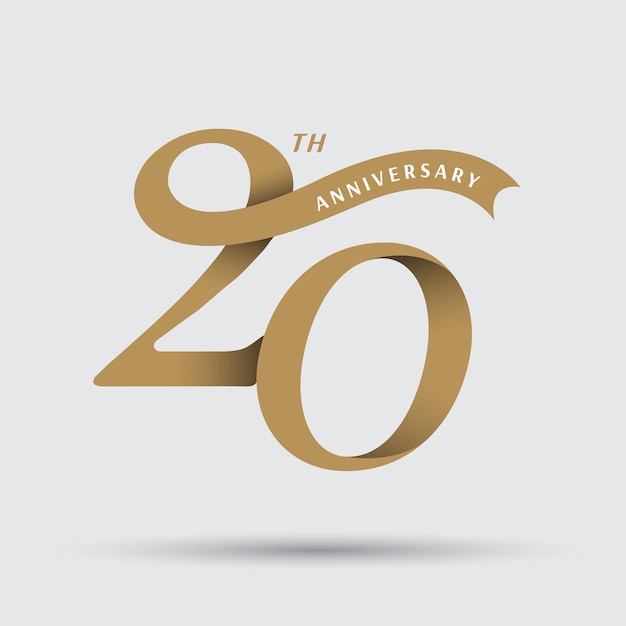 Vector logotipo de celebración del 20o aniversario con diseño elegante de números modernos