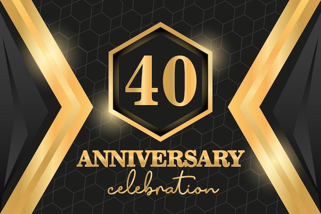 Logotipo de celebración del 40 aniversario. Logotipo, números y diseño de vectores de cinta.