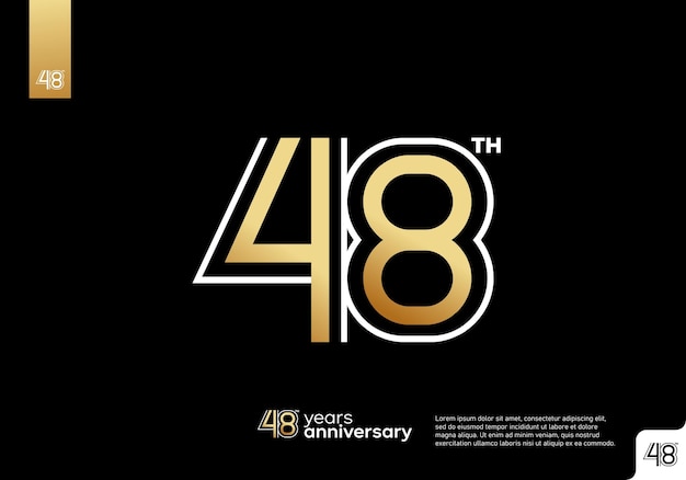 Logotipo de celebración del 48.º aniversario dorado sobre fondo negro