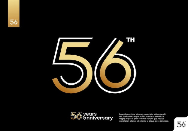 Logotipo de celebración del 56 aniversario dorado sobre fondo negro