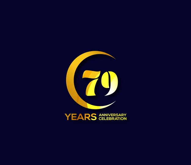 El logotipo de la celebración del 79 aniversario con oro moderno, el logotipo del círculo de colores mixtos, el concepto de diseño.