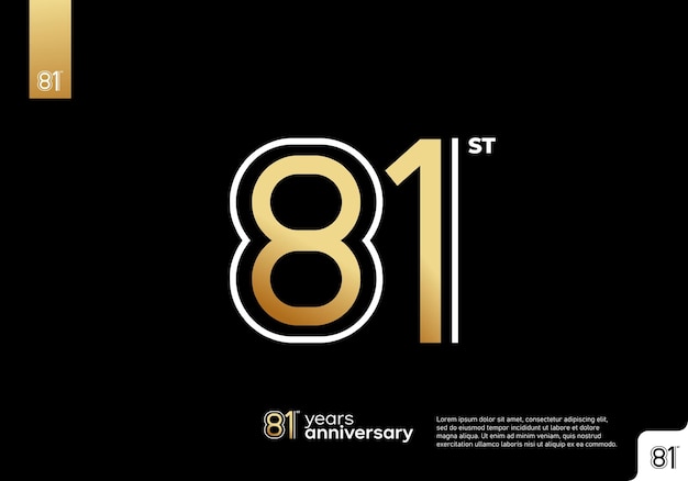 Logotipo de celebración del 81.º aniversario dorado sobre fondo negro