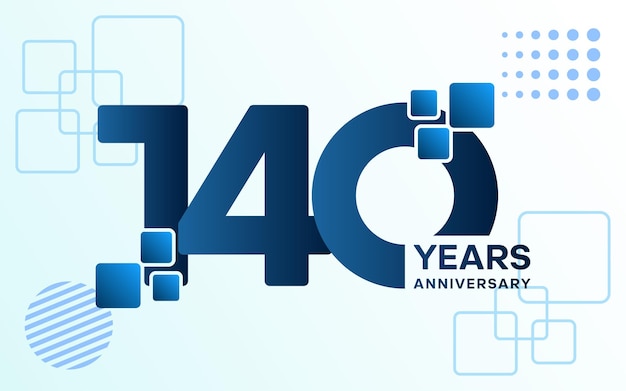 Logotipo de celebración de aniversario de 140 años Diseño de plantilla de celebración de aniversario Ilustraciones vectoriales