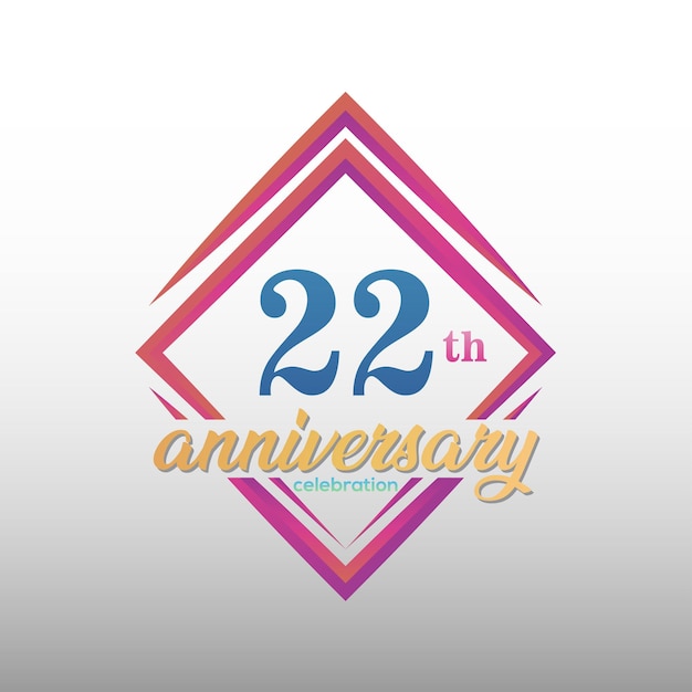 Logotipo de celebración de aniversario de 22 años. conjunto de plantilla de diseño de aniversario. diseño vectorial