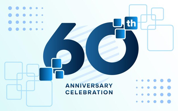 Logotipo de celebración de aniversario de 60 años Diseño de plantilla de celebración de aniversario Ilustraciones vectoriales