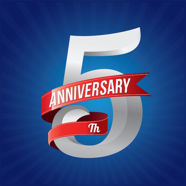 Logotipo de celebración de aniversario de cinco años
