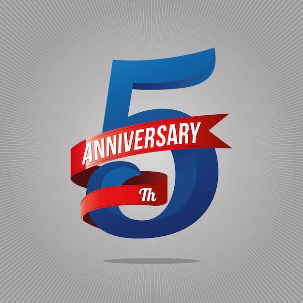 Logotipo de celebración de aniversario de cinco años.