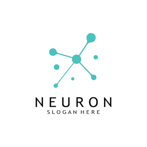 Logotipo de célula nerviosa o logotipo de neurona con plantilla vectorial