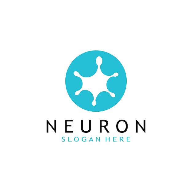 Logotipo de célula nerviosa o logotipo de neurona con plantilla vectorial