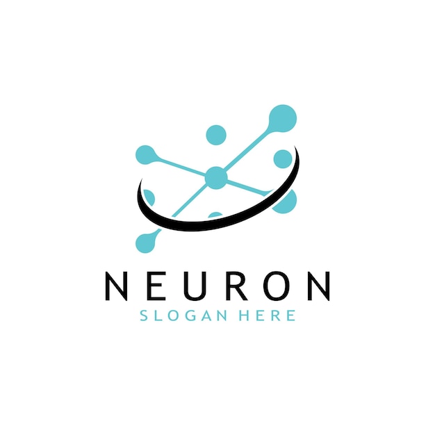 Logotipo de célula nerviosa o logotipo de neurona con plantilla vectorial