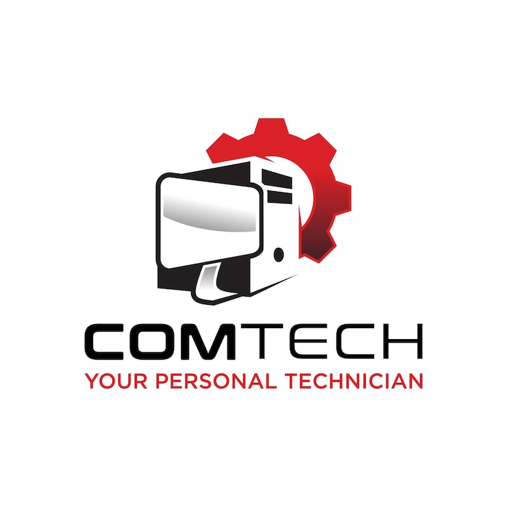 Vector logotipo del centro de reparación de computadoras comtech solutions